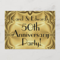 Elegant Gold 50th Anniversary Invitation Postcards