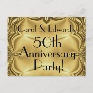 Elegant Gold 50th Anniversary Invitation Postcards