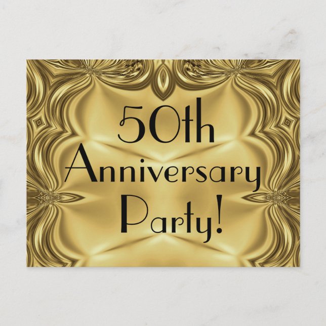 Elegant Gold 50th Anniversary Invitation Postcards (Front)