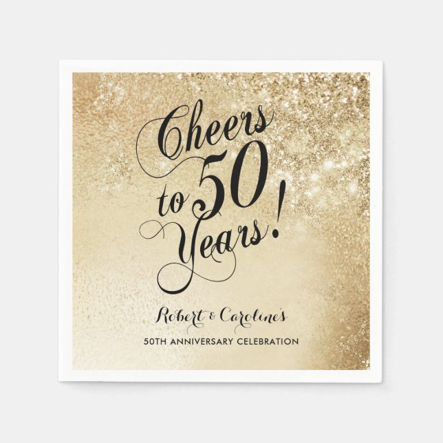 Elegant Gold 50th Anniversary Napkins (Front)