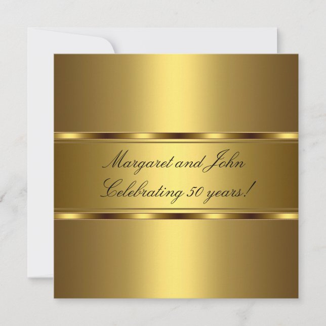 Elegant Gold 50th Anniversary Party Event Invitation (Front)