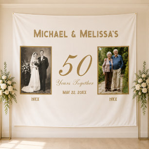 Elegant Gold 50th Anniversary Photo Backdrop