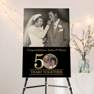 Elegant Gold 50th Anniversary Photo Welcome Sign