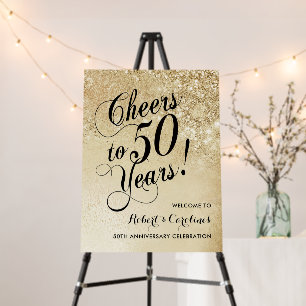 Elegant Gold 50th Anniversary Welcome Sign