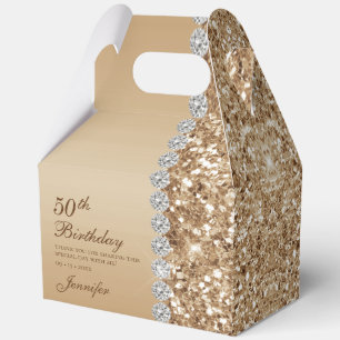 Elegant Gold 50th Birthday Favor Boxes