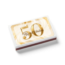 Elegant Gold 50th Birthday Favor Matchboxes
