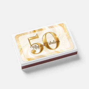 Elegant Gold 50th Birthday Favor Matchboxes