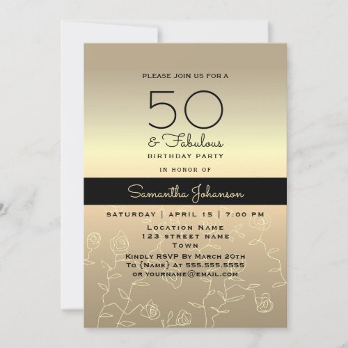 Elegant Gold 50th Birthday Invitation