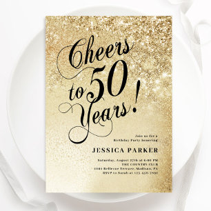 Elegant Gold 50th Birthday Invitation