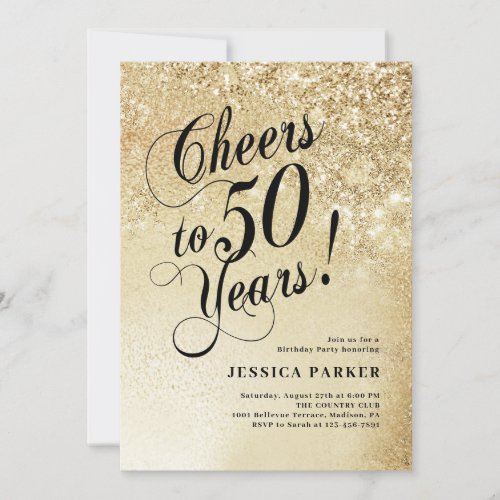 Elegant Gold 50th Birthday Invitation