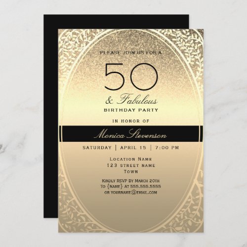 Elegant Gold 50th Birthday Invitation