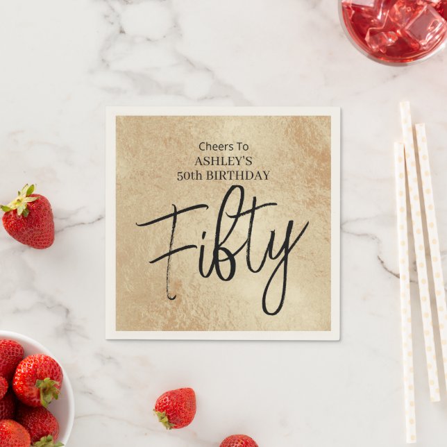Elegant Gold 50th Birthday Napkins (Insitu)