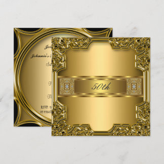 Elegant Gold 50th Birthday Party Anniversary Gold Invitation