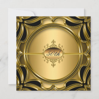 Elegant Gold 50th Birthday Party Anniversary Gold Invitation