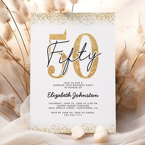 Elegant Gold 50th Birthday Party Invitation