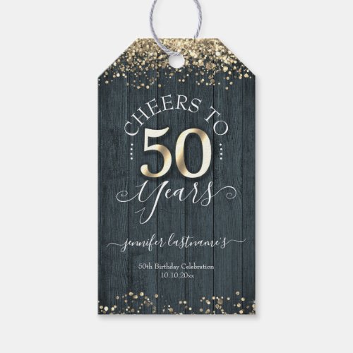 Elegant Gold 50th Birthday Script Gift Tags