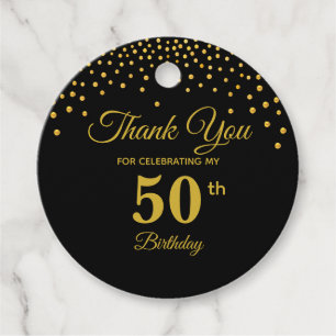 Elegant Gold 50th Birthday Thank You Favor Tags