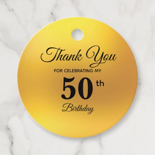 Elegant Gold 50th Birthday Thank You Favor Tags