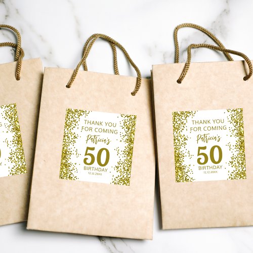 Elegant Gold 50th Birthday Thank You For Coming Square Sticker