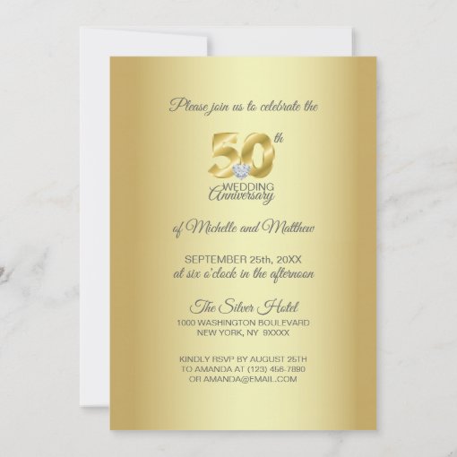 Elegant Gold 50th Golden Wedding Anniversary Invitation | Zazzle