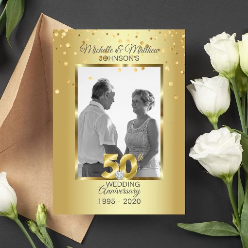 Elegant Gold 50th Golden Wedding Anniversary Invitation | Zazzle
