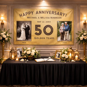 Elegant Gold 50th Wedding Anniversary Banner