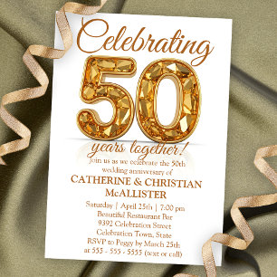 Elegant Gold 50th Wedding Anniversary Celebration Invitation