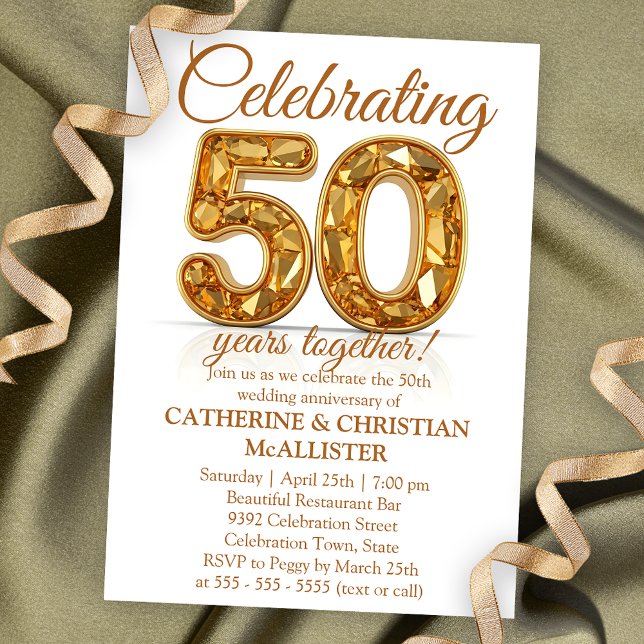 Elegant Gold 50th Wedding Anniversary Celebration Invitation (Creator Uploaded)