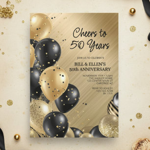 Elegant Gold 50th Wedding Anniversary Invitation