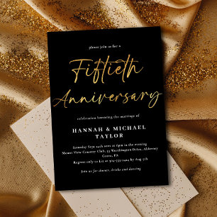 Elegant Gold 50th Wedding Anniversary Invitation