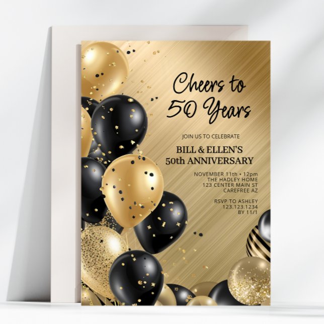 Elegant Gold 50th Wedding Anniversary Invitation (Creator Uploaded)