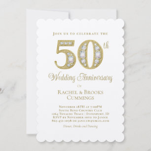 Elegant Gold 50th Wedding Anniversary Invitation
