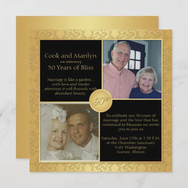 Elegant Gold 50th Wedding Anniversary Invitation 5 | Zazzle