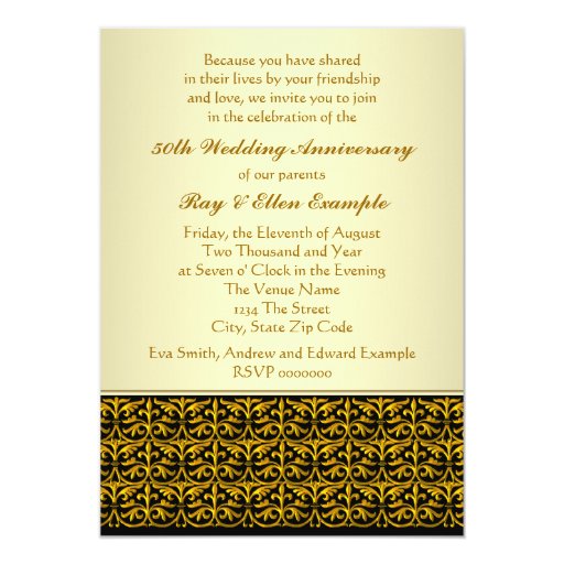 Elegant Gold 50th Wedding Anniversary Invitations | Zazzle