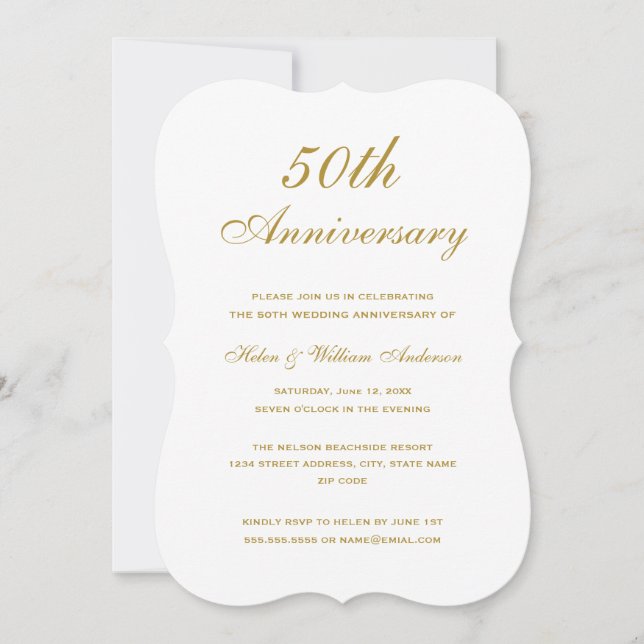 Elegant Gold 50th Wedding Anniversary Invite (Front)