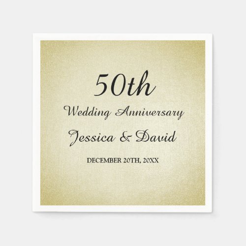 Elegant Gold 50th Wedding Anniversary Napkins