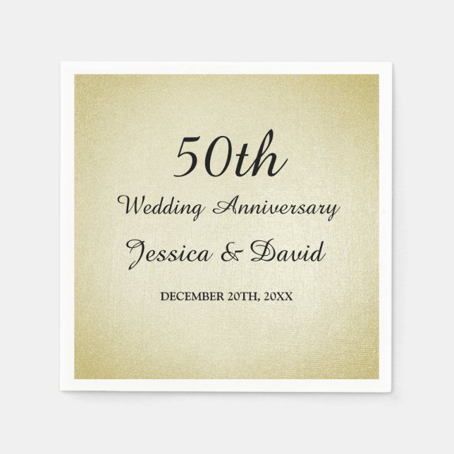 Elegant Gold 50th Wedding Anniversary Napkins (Front)