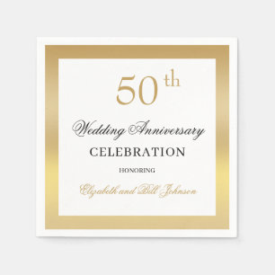Elegant Gold 50th Wedding Anniversary Napkins