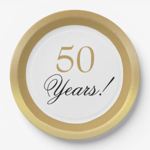 Elegant Gold 50th Wedding Anniversary Paper Plates