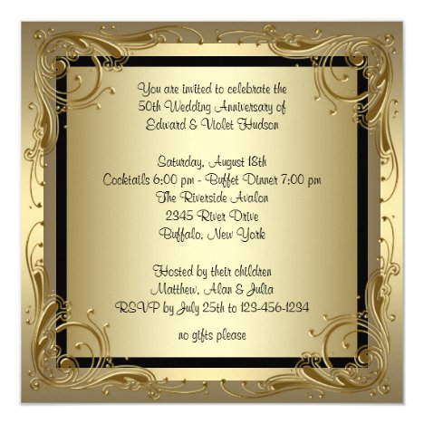Elegant Gold 50th Wedding Anniversary Party Card