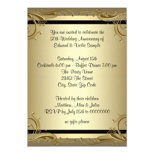 Elegant Gold 50th Wedding  Anniversary  Party Card  Zazzle