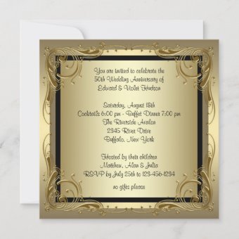 Elegant Gold 50th Wedding Anniversary Party Invitation | Zazzle