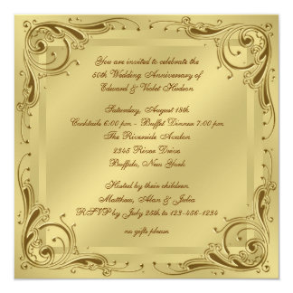 Elegant Gold 50th Wedding Anniversary Party Invitation