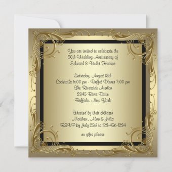 Elegant Gold 50th Wedding Anniversary Party Invitation | Zazzle