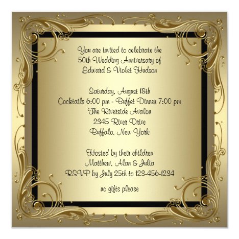 Elegant Gold 50th Wedding Anniversary Party Invitation