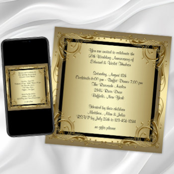 Elegant Gold 50th Wedding Anniversary Party Invitation by InvitationCentral at Zazzle