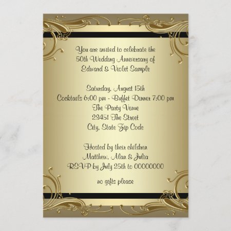 Elegant Gold 50th Wedding Anniversary Party Invitation