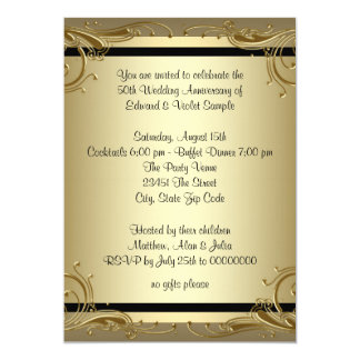 Elegant Gold 50th Wedding Anniversary Party Invitation