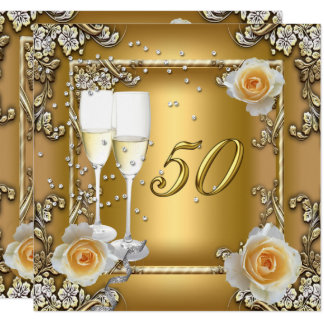 Elegant Gold 50th Wedding Anniversary Party Invitation
