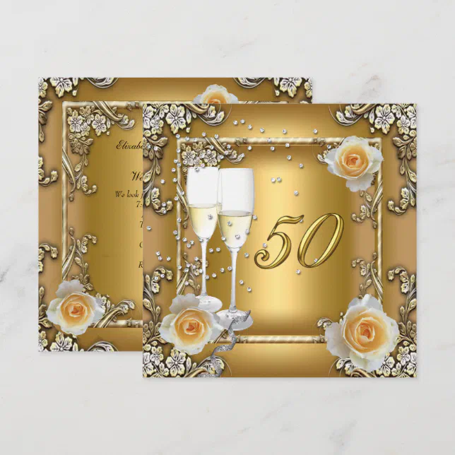 Elegant Gold 50th Wedding Anniversary Party Invitation | Zazzle